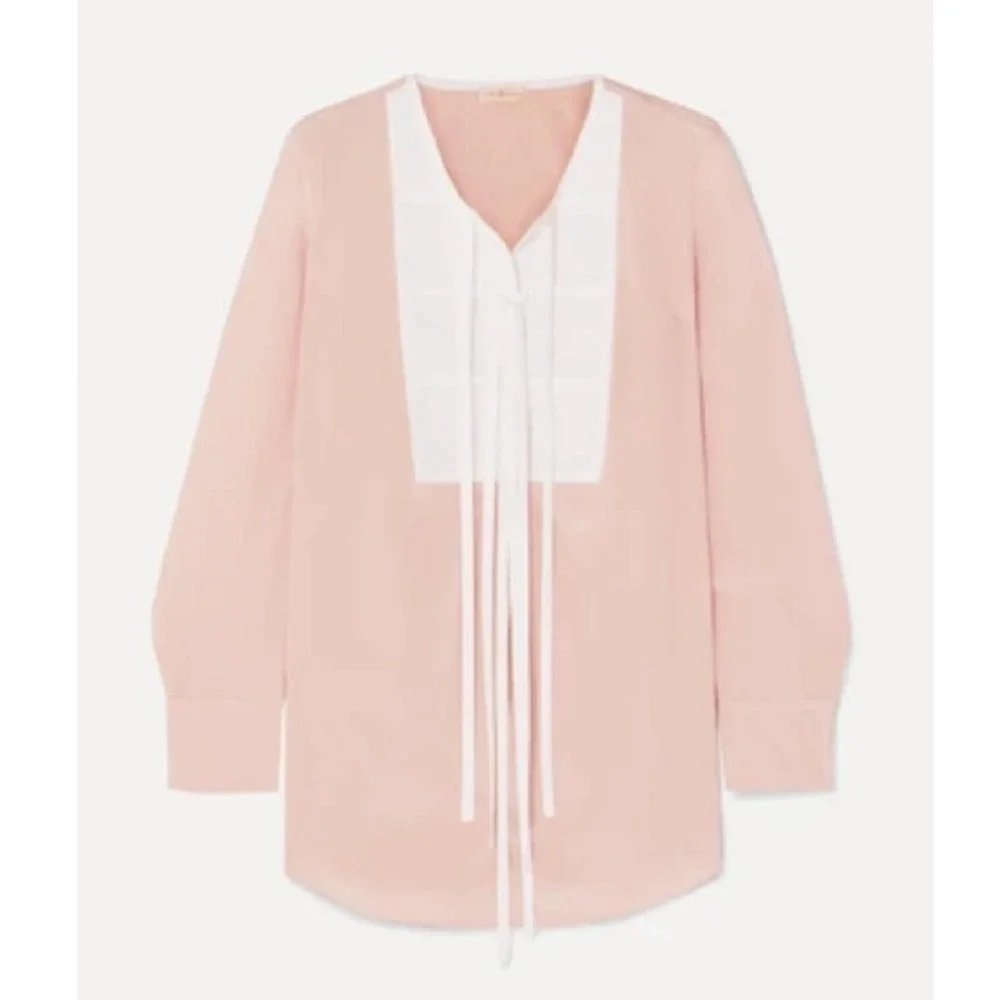 Tory Burch Mineral Pink & White Tie Front Top Medium